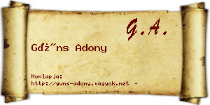 Güns Adony névjegykártya